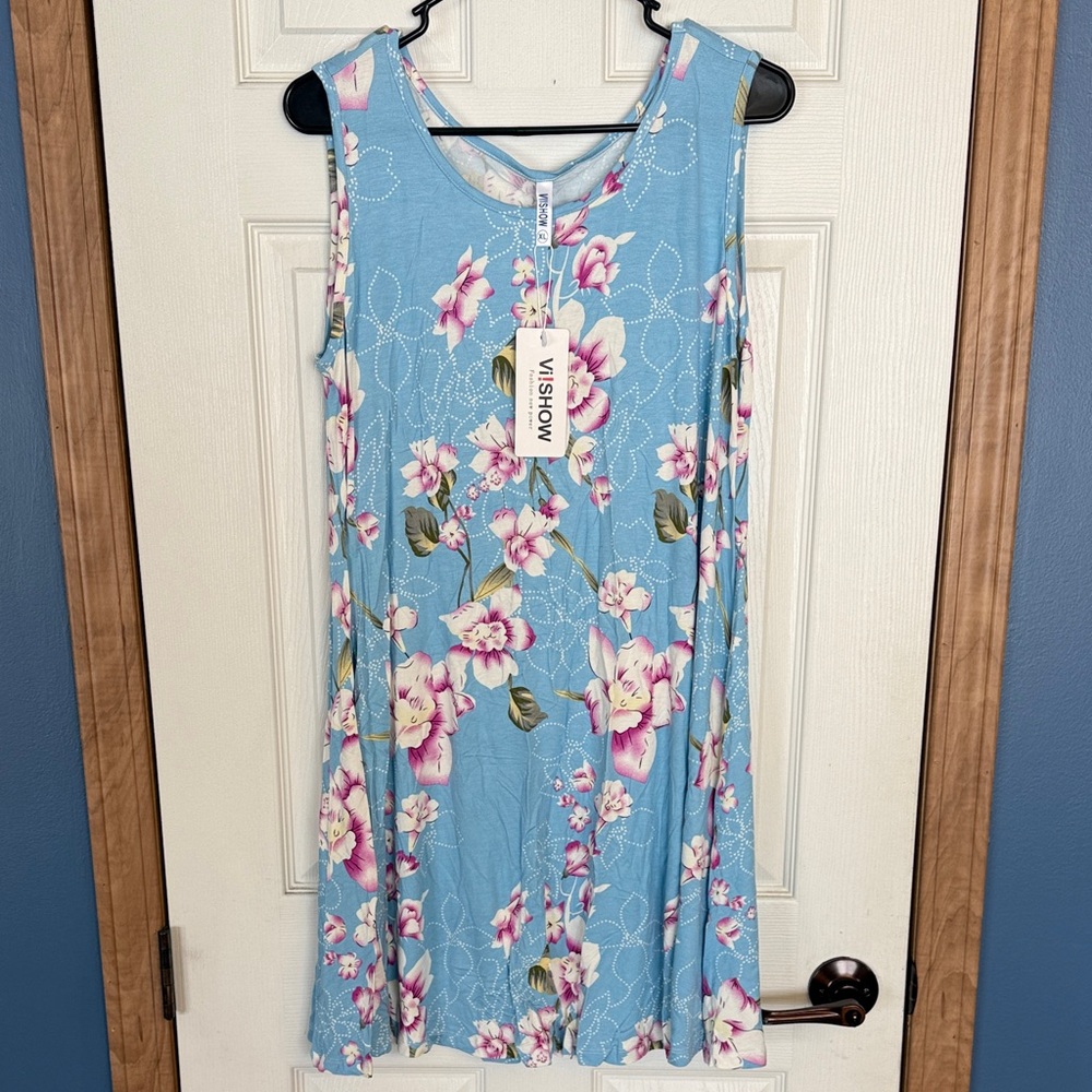 Vision Women's Blue Floral Midi Dress